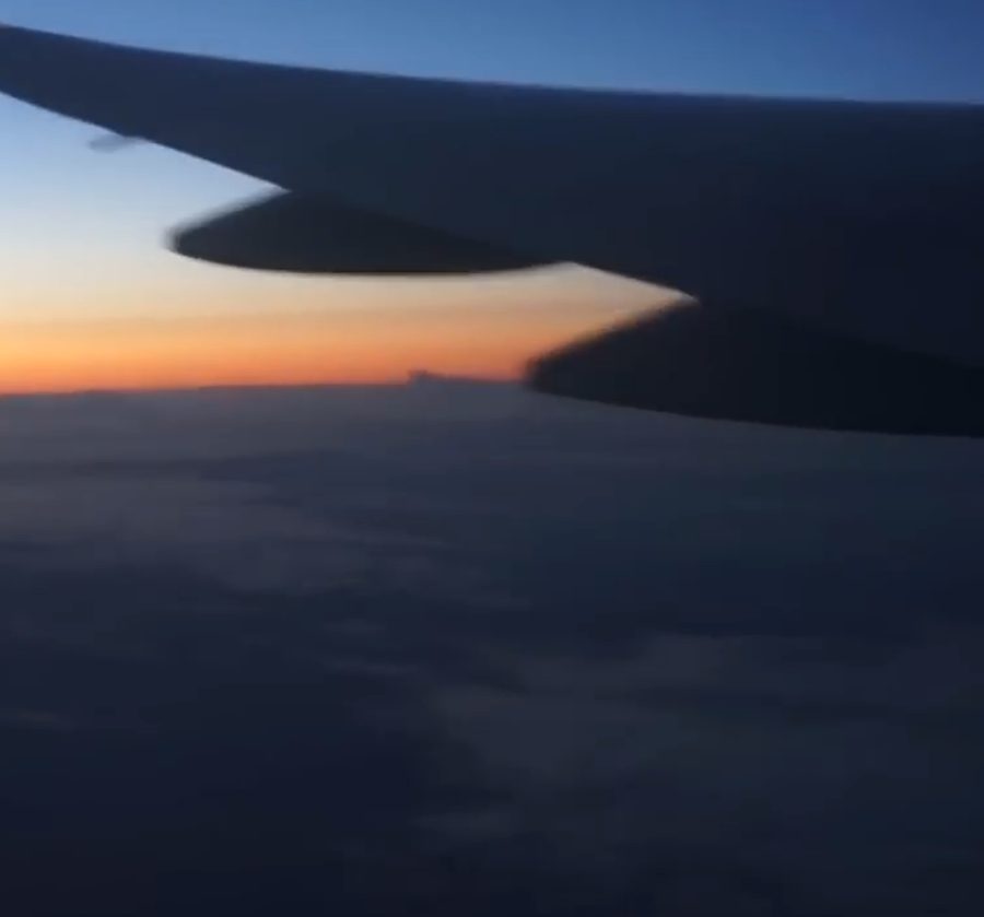 Fly Beyond Dreams Project Nepal 2012 video diary, aircraft wing at sunset
