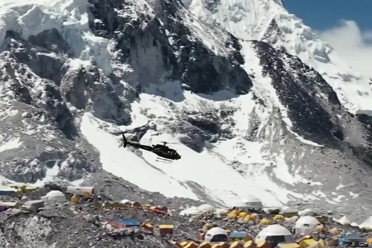 Helicopter at Everest Base Camp